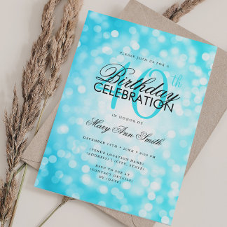Elegantes 40. Geburtstag Glam Türkis Shimmer Licht Einladung