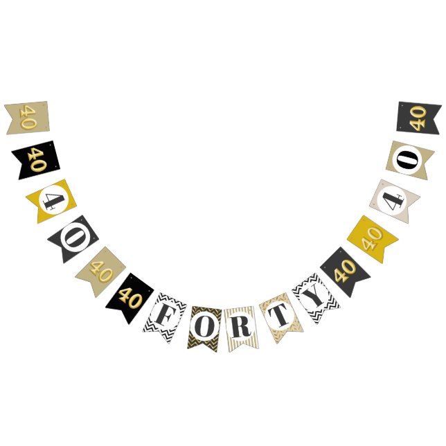 Elegantes 40. Goldkohle modernes Party Wimpelkette (Alle)