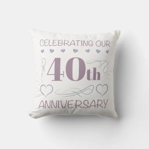 Elegantes 40. Hochzeitstag Lila Kissen