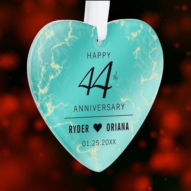 Elegantes 44. Hochzeitstag Ornament (Elegant 44th Turquoise Wedding Anniversary Acrylic Ornament Cover Photo.)