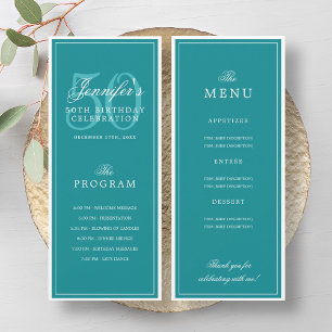 Elegantes 50. Geburtstagsfeier-Programm-Menü Türki Einladung