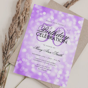 Elegantes 50. Geburtstagsglanz, Lila Shimmer-Licht Einladung
