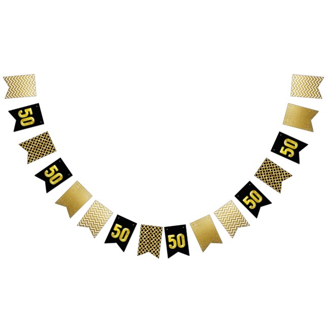 Elegantes 50. Goldbarren-Banner-Party Wimpelkette (Alle)