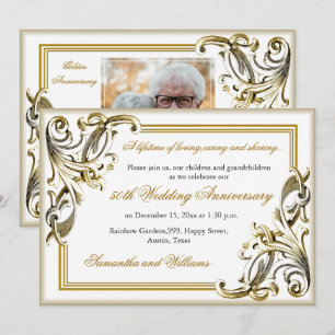Elegantes 50. Goldenes Hochzeitsszenario-Foto Einladung