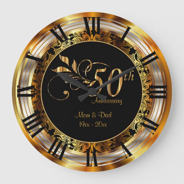 Elegantes 50. Goldenes Jubiläum Große Wanduhr (Vorderseite)