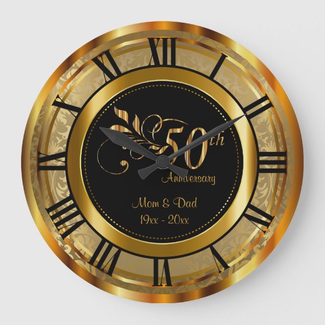 Elegantes 50. Goldenes Jubiläum Große Wanduhr (Vorderseite)