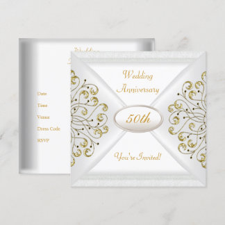 Elegantes 50. Hochzeitsjubiläum Weißgold Einladung