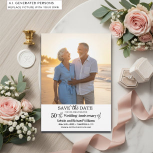 Elegantes 50. Hochzeitsjubiläumsfoto Save The Date