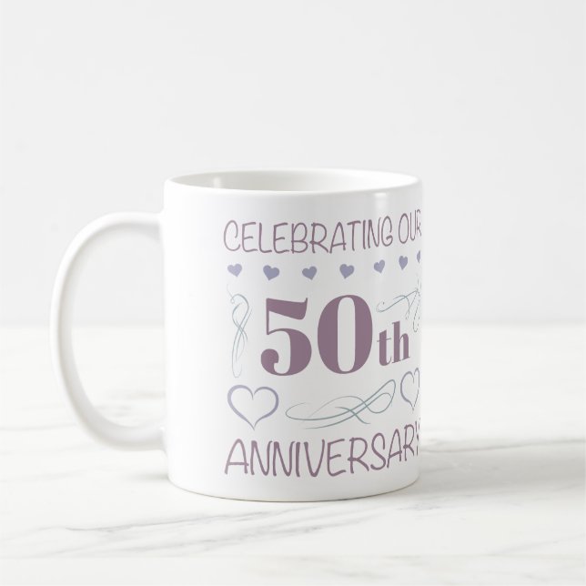 Elegantes 50. Hochzeitstag Lila Kaffeetasse (Links)