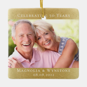Elegantes 50-jähriges Gold-Foto Keramikornament