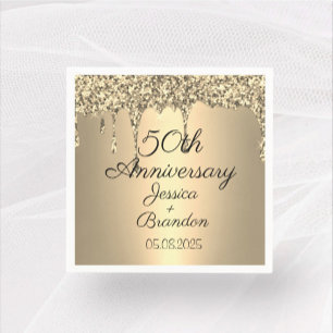 Elegantes 50. Jubiläum der goldenen Hochzeit Serviette