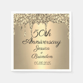 Elegantes 50. Jubiläum der goldenen Hochzeit Serviette