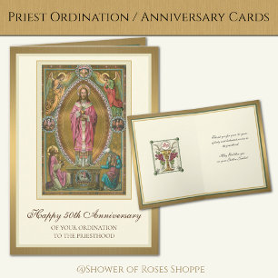 Elegantes 50. Priesterweihejubiläum Jesus Karte