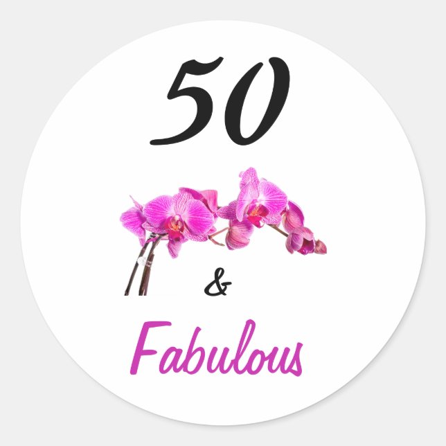 Elegantes 50 und fabelhaftes, rosa, orchidees Foto Runder Aufkleber (Vorderseite)