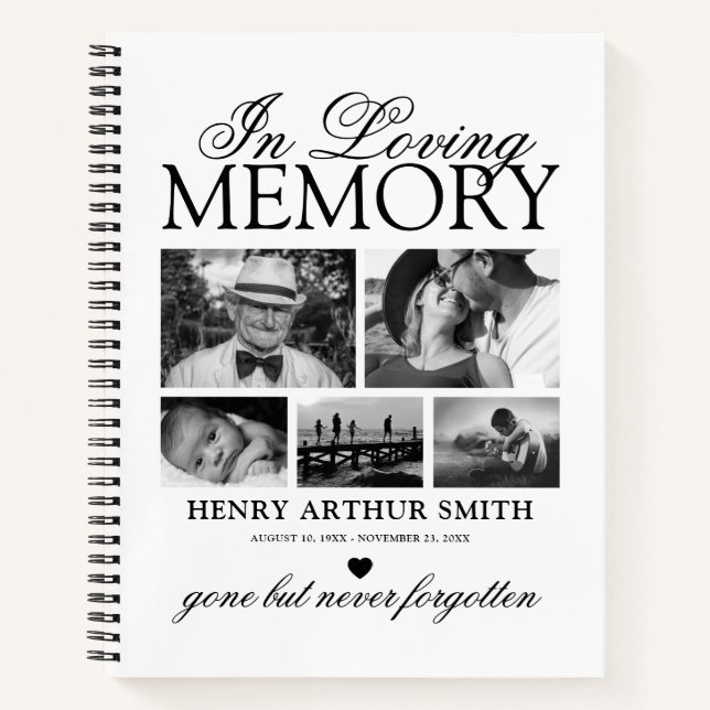 Elegantes 5 Foto in Love Memory Gast Book Notizbuch (Vorderseite)