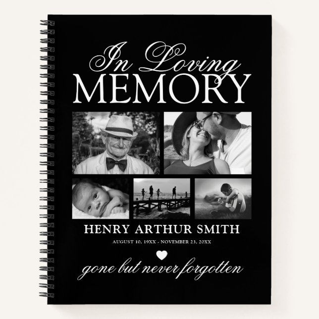 Elegantes 5 Foto in Love Memory Gast Book Notizbuch (Vorderseite)