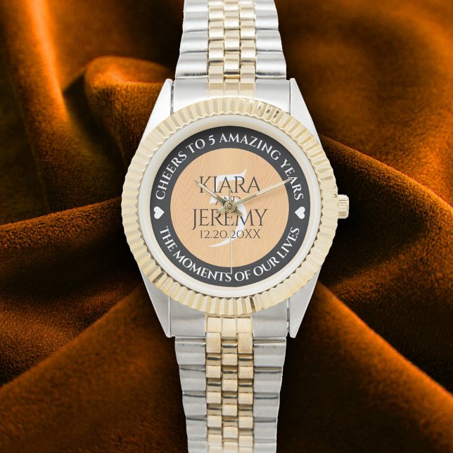 Elegantes 5. Jubiläum der Hochzeit von Holz Armbanduhr (Elegant 5th Wood Wristwatch Wedding Anniversary Cover Photo)