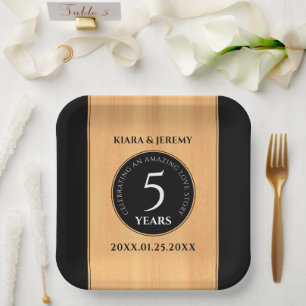 Elegantes 5. Jubiläum der Hochzeit von Holz Pappteller
