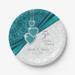 Elegantes 5. Türkisfarbenes Hochzeitsszenario Pappteller