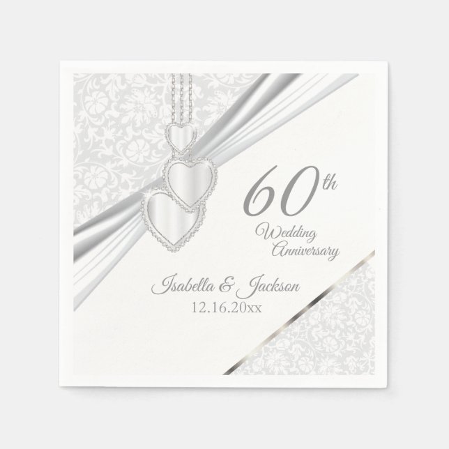 Elegantes 60./75. Hochzeitsszenario Serviette (Vorderseite)
