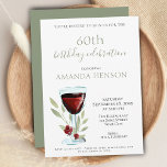 Elegantes 60. Geburtstag Rote Weinüberraschung Par Einladung<br><div class="desc">Elegante 60. Geburtstag Roter Wein Überraschung Geburtstag Party Einladung. Geburtstagsfeier für sie oder ihn. Einladung mit Rotwein, Rose und Zweige auf weißem Hintergrund. Der Text ist vollständig anpassbar - personalisieren Sie ihn mit Ihrem Namen, jedem Alter - 30. 40. 50. 70. 80. 90. 100., Datum und Uhrzeit, Ort und UAWG....</div>