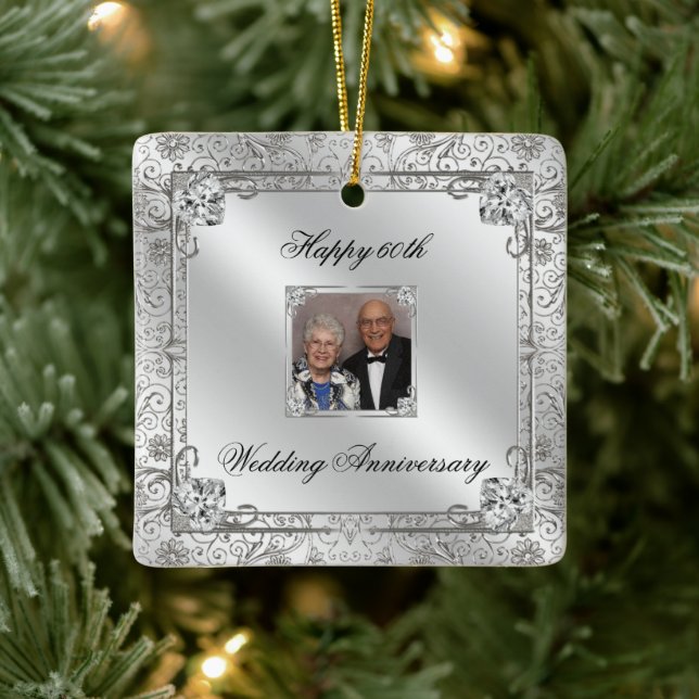 Elegantes 60. Hochzeitliches Jubiläum Keramikornament (Baum)