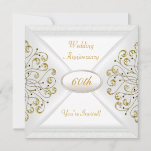 Elegantes 60. Hochzeitsjubiläum Weißgold Einladung