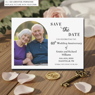Elegantes 60. Hochzeitsjubiläumsfoto Save The Date