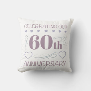 Elegantes 60. Hochzeitstag Lila Kissen