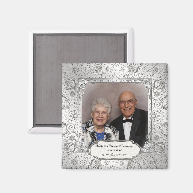Elegantes 60-jähriges Foto Magnet (Vorderseite/Rückseite)