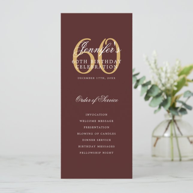 Elegantes 60. Programm Gold Burgundy Menü+Vielen D (Stehend Vorderseite)