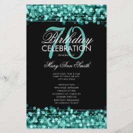 Elegantes 70. Geburtstagsprogramm Aquamarin mit Me Flyer