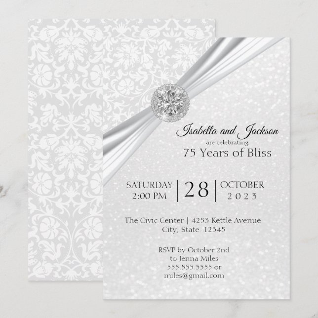 Elegantes 75th Diamond Anniversary Design Einladung (Vorne/Hinten)