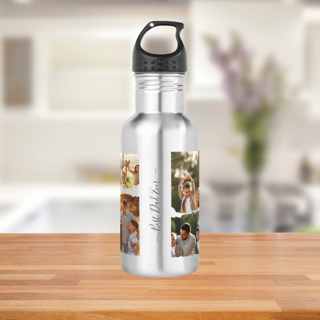 Elegantes 8-Foto-Familienkollektionsdesign Edelstahlflasche (Von Creator hochgeladen)