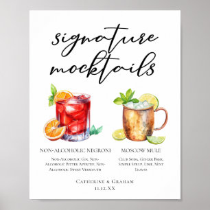 Elegantes Abend-Hochzeits-Mocktails-Menü Poster