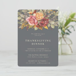 Elegantes Abendessen an der frischen Blumenküste E Einladung