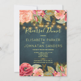 Elegantes Abendessen in rosa goldfarbenen Proben Einladung