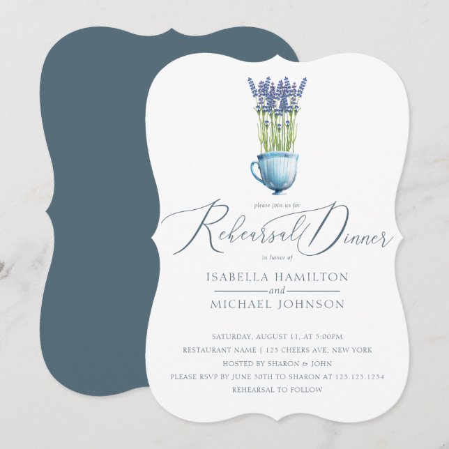 Elegantes Abendessen mit floraler Hochzeit und Pro Einladung (Vorne/Hinten)