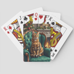 Elegantes Abessinierkatzen-Porträt in königlicher Spielkarten