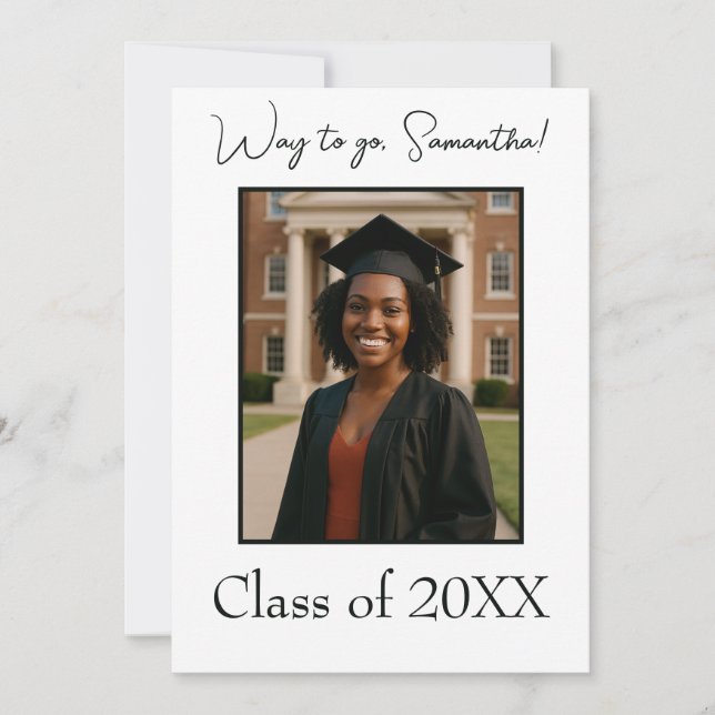 Elegantes Abschluss Foto Modernes Einladung (Vorderseite)