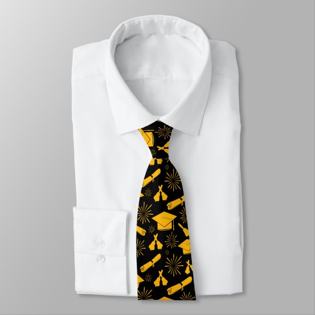 Elegantes Abschluss Thema Schwarz und Gold Krawatte (Gebunden)