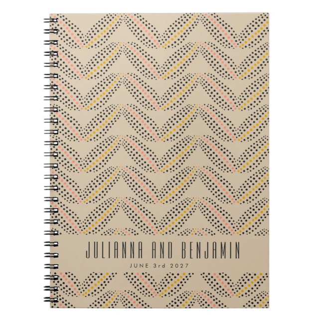 Elegantes Abstrakt Dots Muster Beige Custom Weddin Notizblock (Vorderseite)