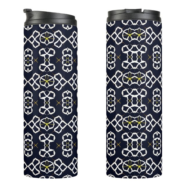 Elegantes Abstrakt geometrisches Muster in Navy Bl Thermosbecher (Von Creator hochgeladen)