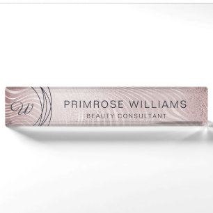 Elegantes Abstrakt Glam Rose Gold Luxury Monogram Namensplakette