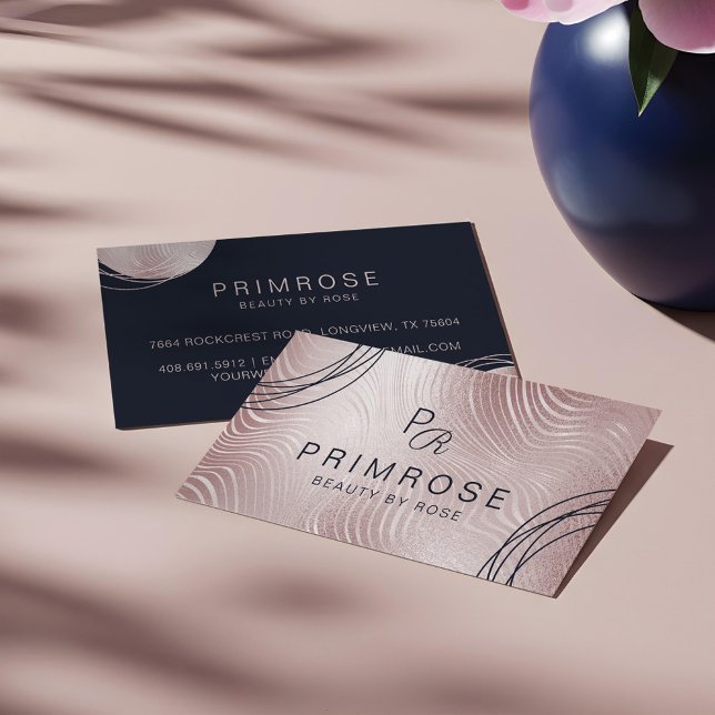 Elegantes Abstrakt Glam Rose Gold Luxury Monogram Visitenkarte (Elegant Abstract Glam Rose Gold Luxury Monogram Business Card)