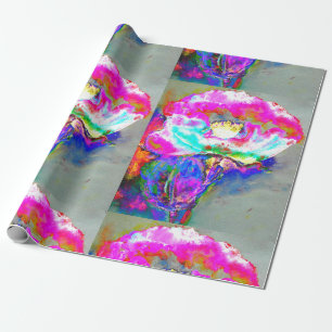 Elegantes abstrakt rosa aquamarines Blumengemälde Geschenkpapier