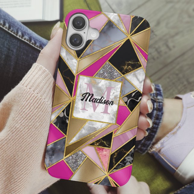 Elegantes abstrakt rosa, geometrisch iPhone 16 hülle (Von Creator hochgeladen)