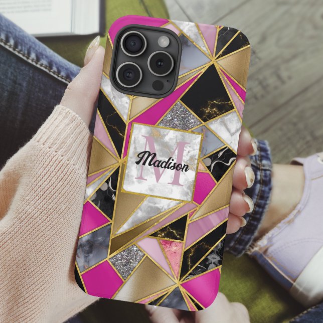 Elegantes abstrakt rosa, geometrisch iPhone 16 pro hülle (Von Creator hochgeladen)