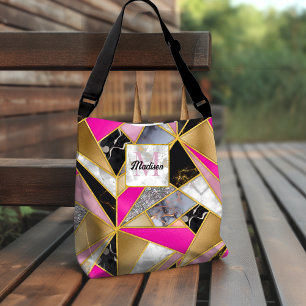 Elegantes abstrakt rosa, geometrisch tragetaschen mit langen trägern