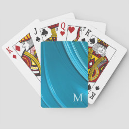 Elegantes Abstraktes Aquamarines Mit Monogramm Spielkarten